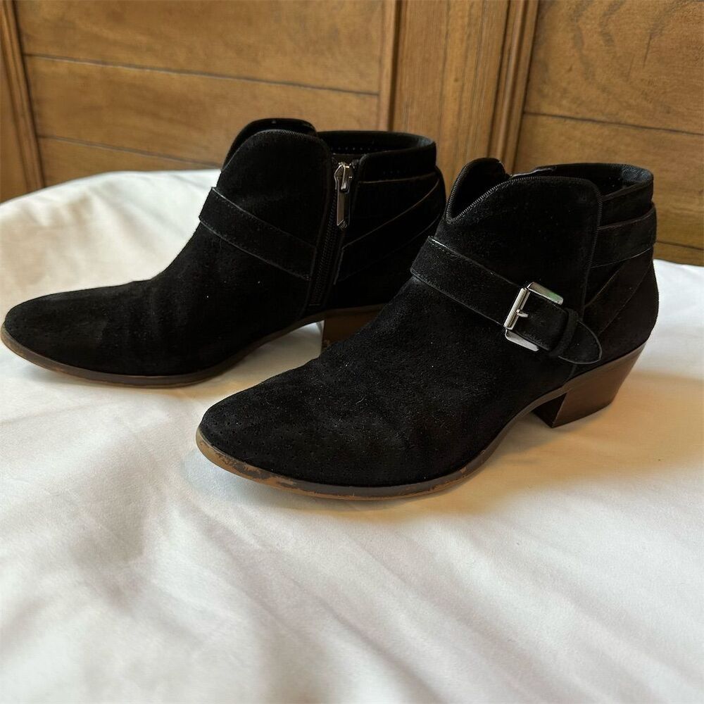 Sam Edelman Women's Patrisha Black Ankle Bootie Block Heel Zip size 8